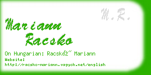 mariann racsko business card